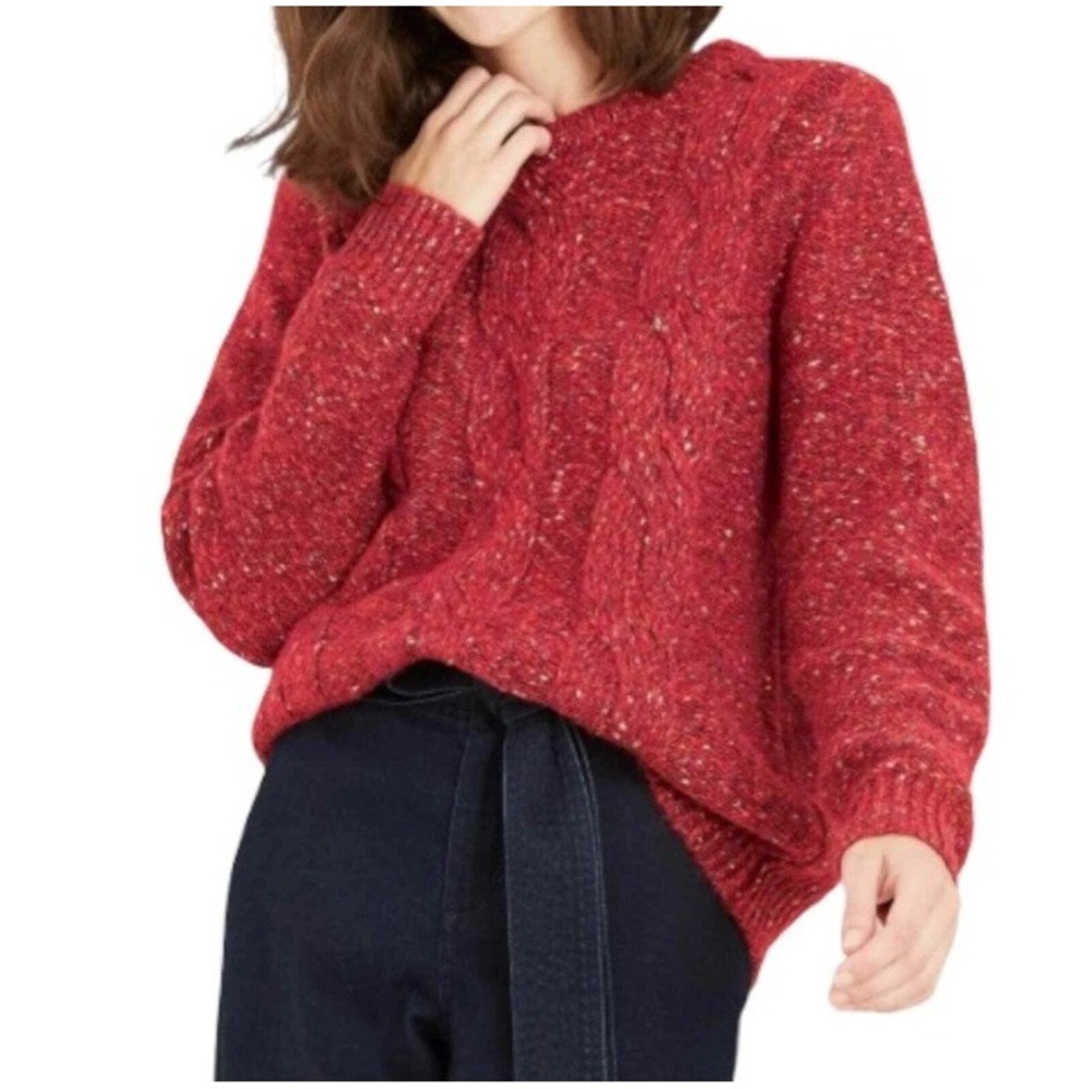 NWT A New Day Crewneck Cable Knit Pullover‎ Sweater Red Confetti Womens Medium